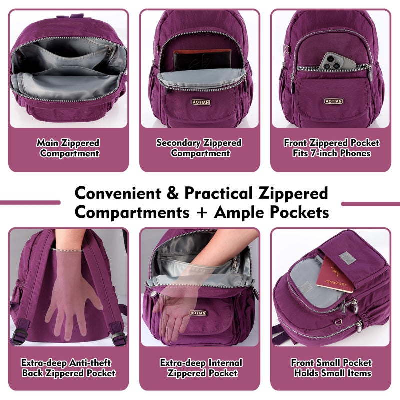 AOTIAN Mini Nylon Women Backpacks Casual Lightweight Small Daypack for Girls - Image 4